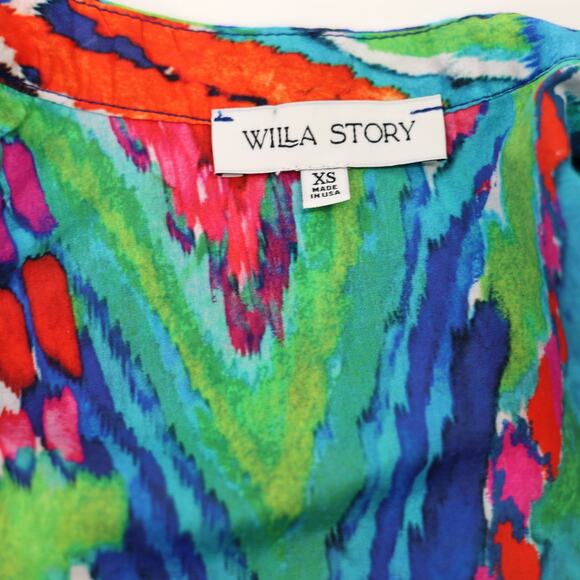 Willa Story Women Multi Watercolor Harper Button Front Mini Ruffle Dress Size XS - Picture 5 of 5